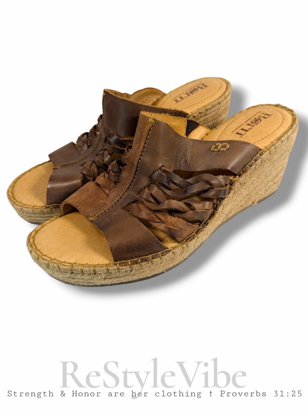 BORN Women’s Size 9 Sandals Wedges Platform Style Leather Upper Shoes Slip-On